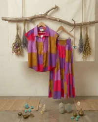 conjunto falda camisa teñidos