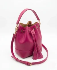 bolso bombonera piel fucsia