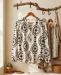 camisa bohemia estampado negro
