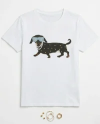 camiseta estampada perro gafas