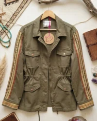 chaqueta verde boho delantera