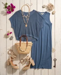 flat lay vestido jersey azul