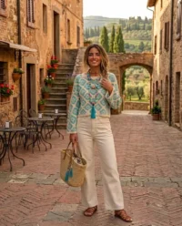 jersey crochet turquesa