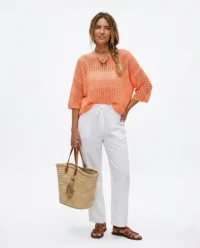 model jersey naranja pantalon blanco