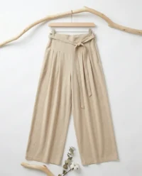 pantalon fluido beige lino