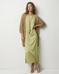 vestido largo verde saten model 1