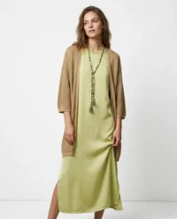 vestido largo verde saten model