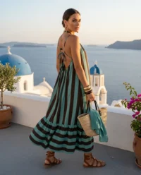 vestido largo azul espada abierta